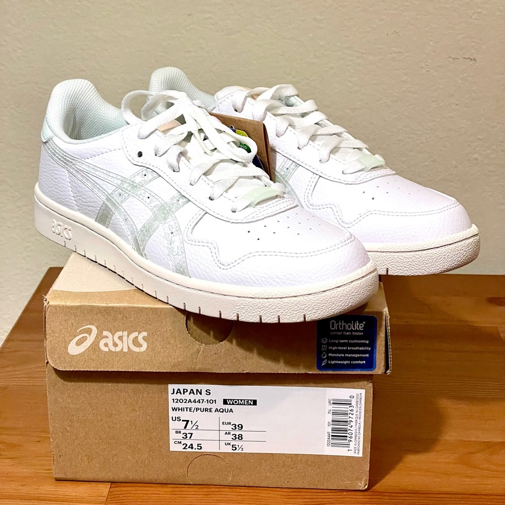 BRAND NEW ASICS White / Pure Aqua Japan S Sportstyle Shoes US Size 7.5 Women